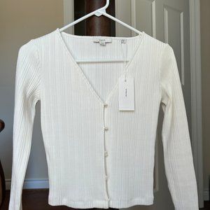 Vince Short Pearlescent-Button Cardigan
